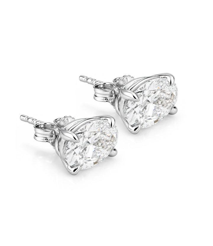 14kt White Gold Lab Grown Oval Diamond Earrings