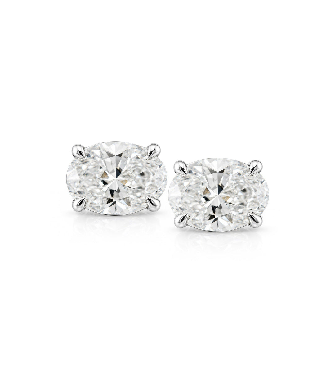 14kt White Gold Lab Grown Oval Diamond Earrings