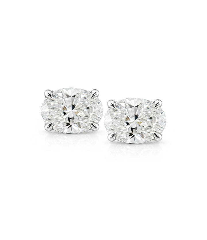 14kt White Gold Lab Grown Oval Diamond Earrings