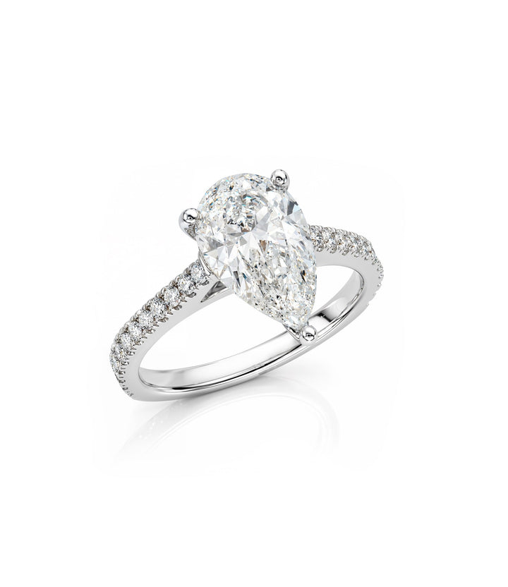 14kt White Gold Lab Grown Pear Shape Diamond Ring
