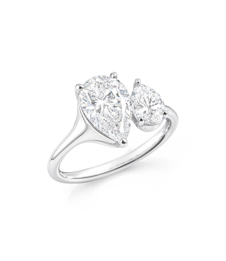 14kt White Gold Lab Grown Pear Toi et Moi Diamond Ring