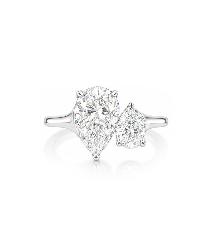 14kt White Gold Lab Grown Pear Toi et Moi Diamond Ring