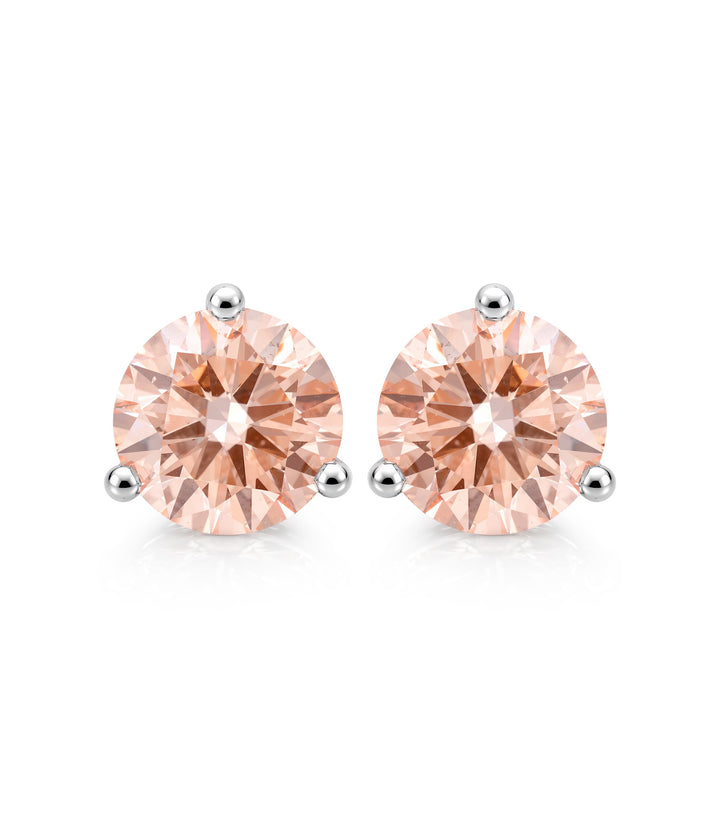 14kt White Gold Lab Grown Pink Diamond Studs