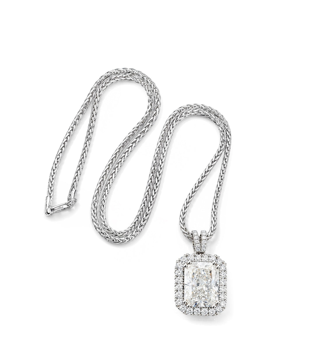 14kt White Gold Lab Grown Radiant Cut Diamond Pendant