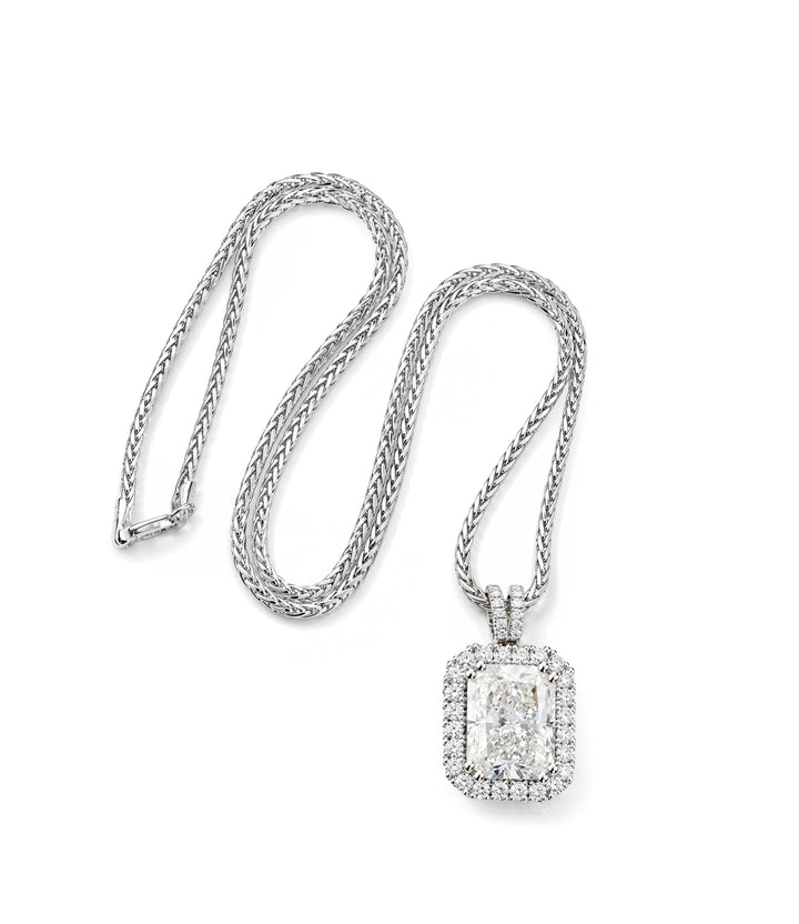 14kt White Gold Lab Grown Radiant Cut Diamond Pendant