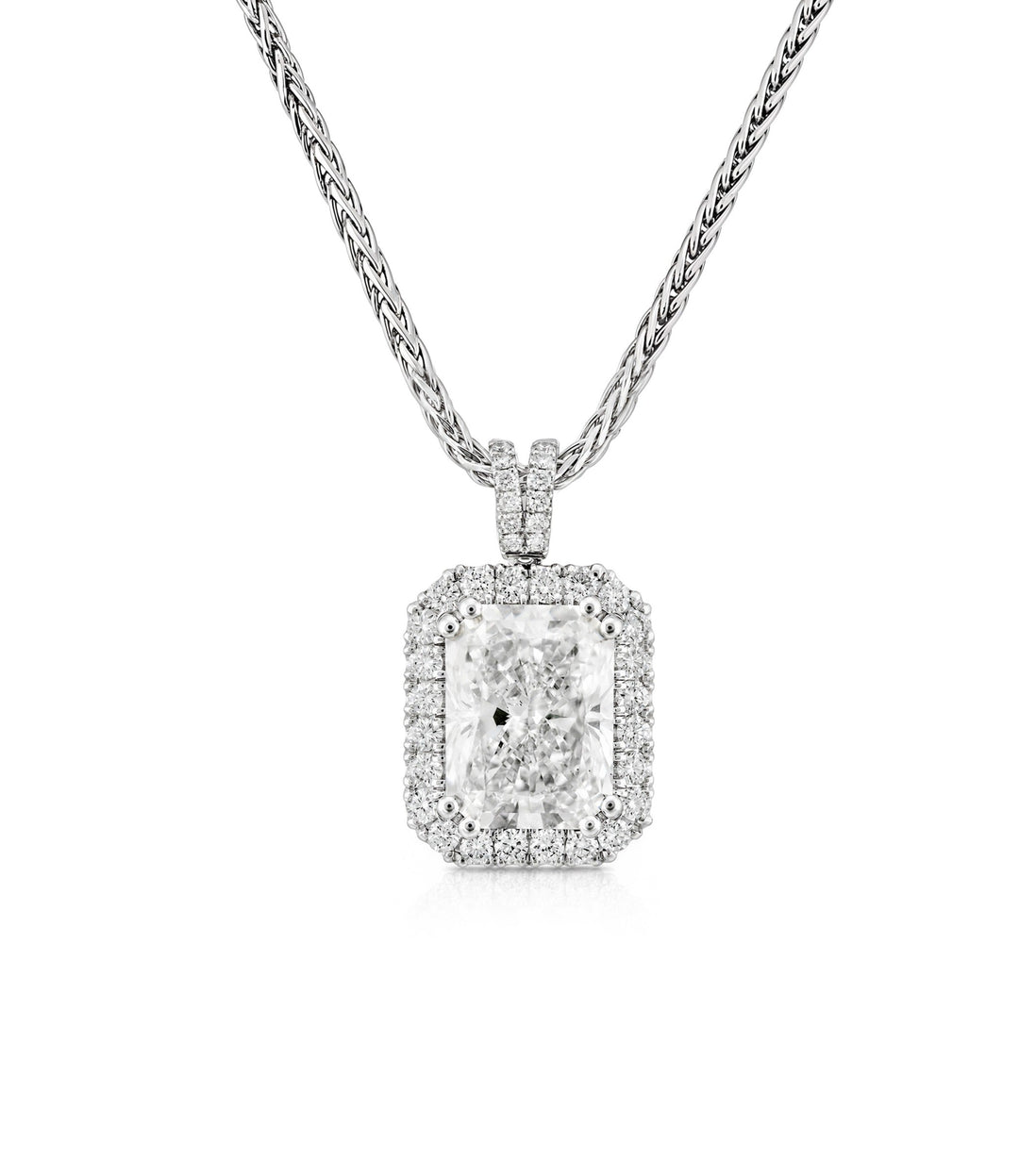 14kt White Gold Lab Grown Radiant Cut Diamond Pendant