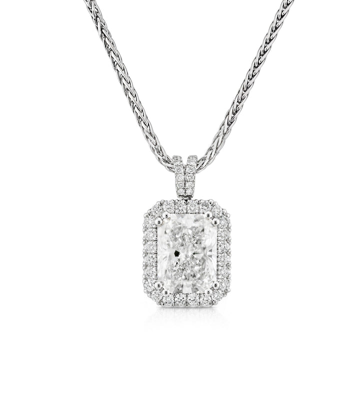 14kt White Gold Lab Grown Radiant Cut Diamond Pendant