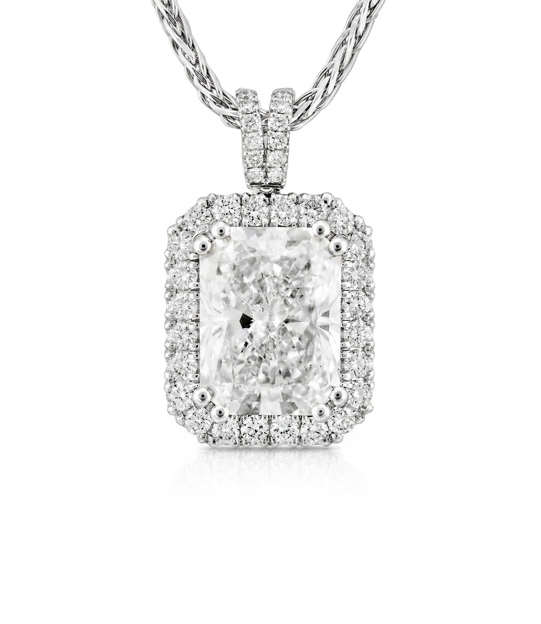 14kt White Gold Lab Grown Radiant Cut Diamond Pendant