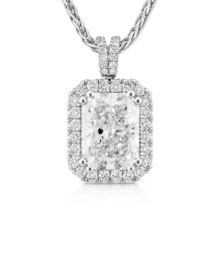 14kt White Gold Lab Grown Radiant Cut Diamond Pendant