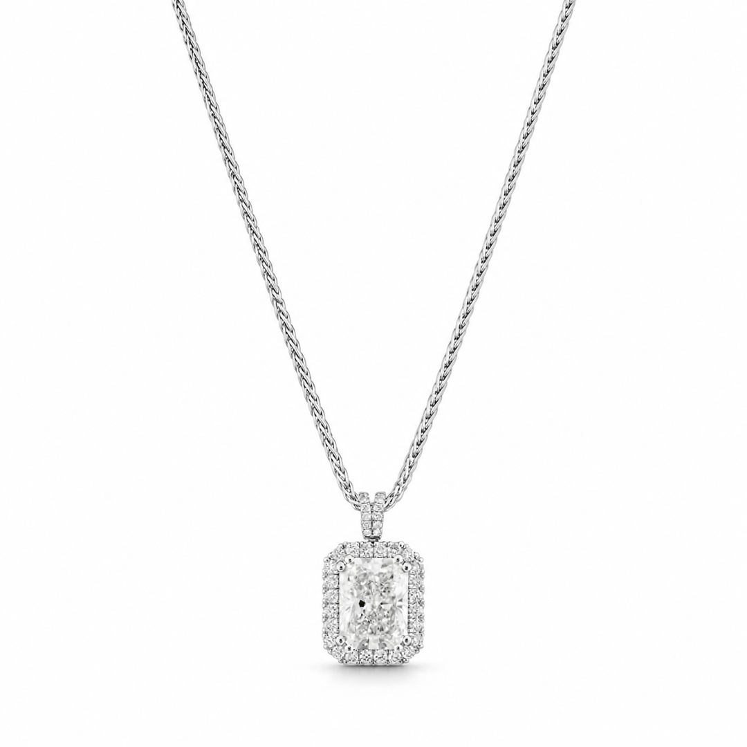 14kt White Gold Lab Grown Radiant Cut Diamond Pendant