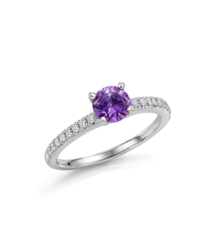 14kt White Gold Lab Grown Sapphire Natural Diamond Ring