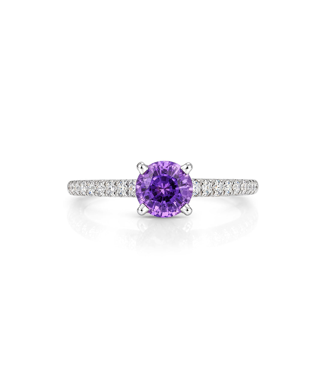 14kt White Gold Lab Grown Sapphire Natural Diamond Ring