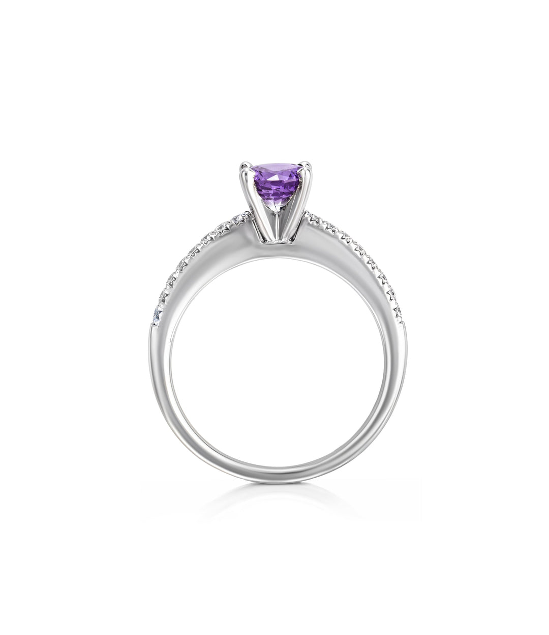 14kt White Gold Lab Grown Sapphire Natural Diamond Ring