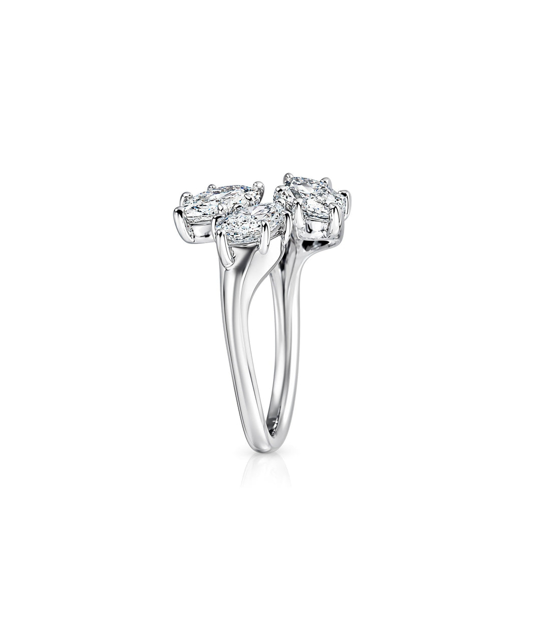 14kt White Gold Lab Grown Three Stone Marquise Diamond Ring