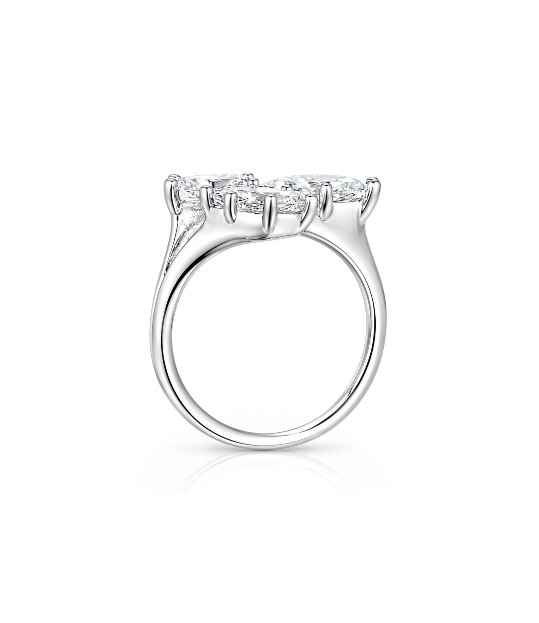14kt White Gold Lab Grown Three Stone Marquise Diamond Ring