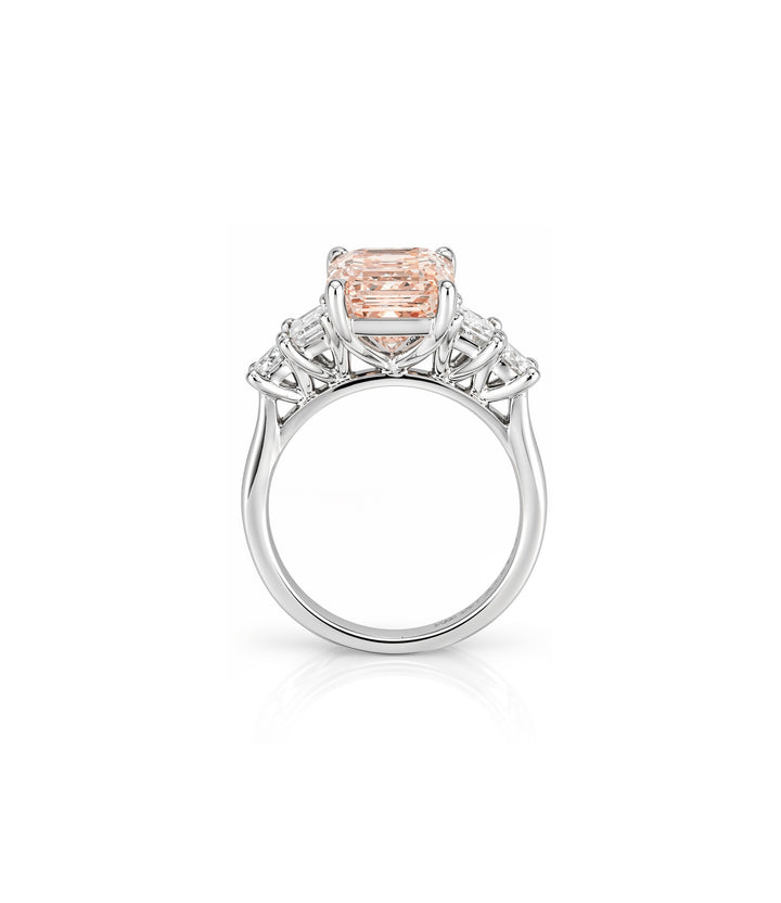 14kt White Gold Pink Lab Grown Emerald Cut Diamond Ring