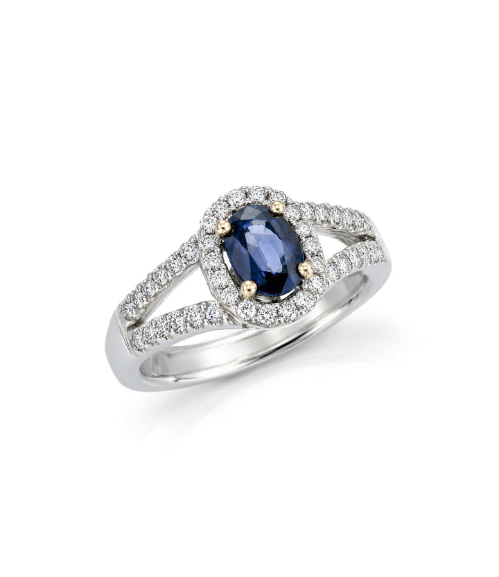 14kt White Gold Sapphire Diamond Ring