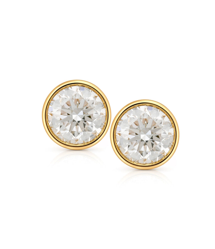 14kt Yellow Gold Bezel Set Lab Grown Diamond Stud Earrings