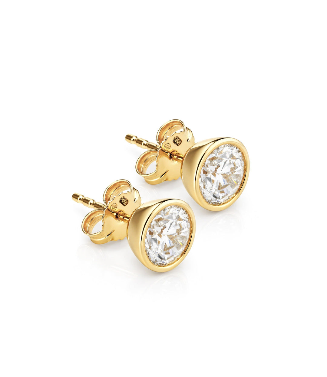 14kt Yellow Gold Bezel Set Lab Grown Diamond Stud Earrings