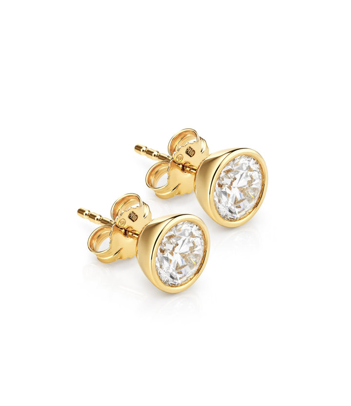 14kt Yellow Gold Bezel Set Lab Grown Diamond Stud Earrings
