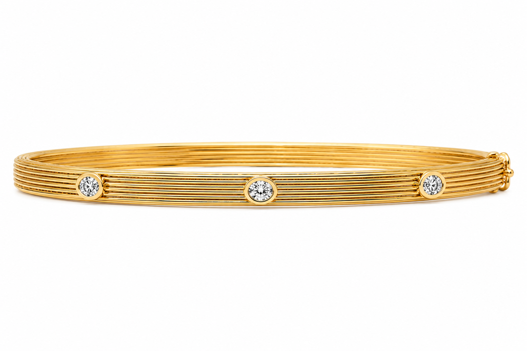 14kt Yellow Gold Diamond Set Bangle Bracelet
