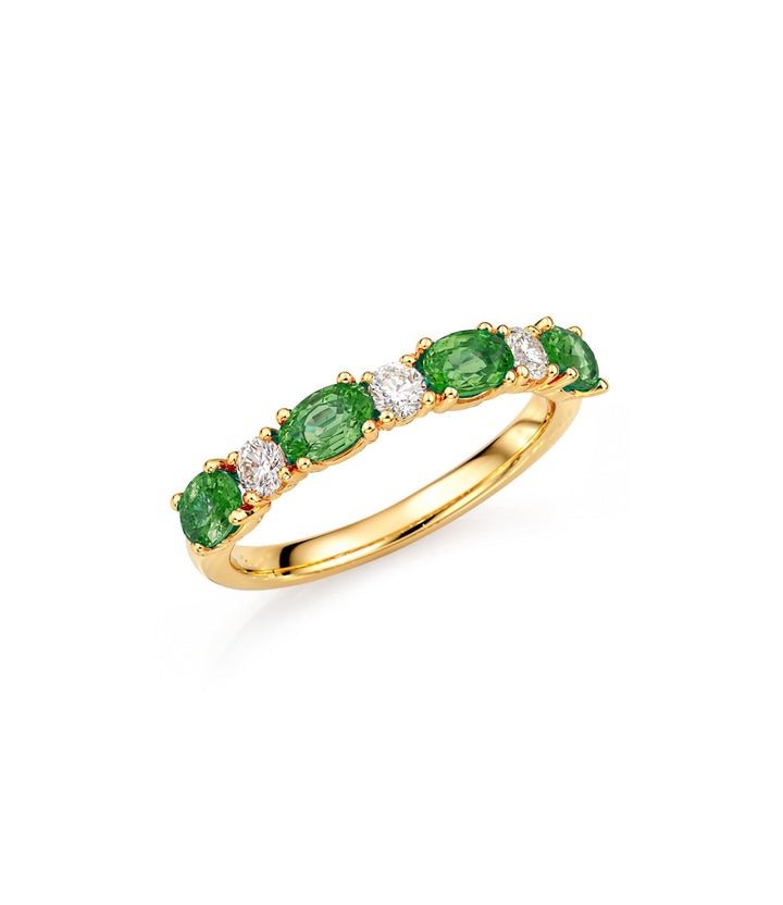 14kt Yellow Gold Emerald Maple Leaf Diamond Ring