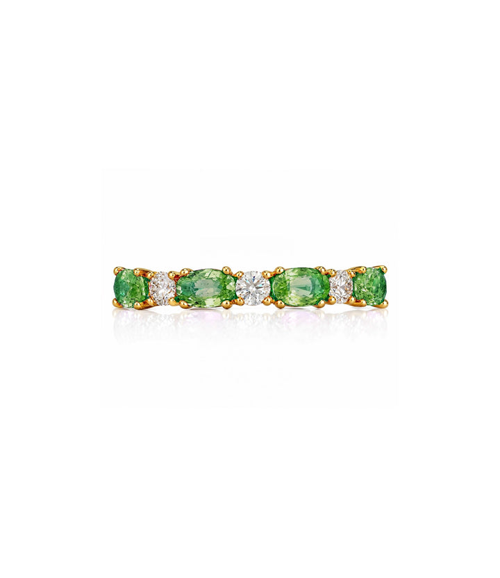 14kt Yellow Gold Emerald Maple Leaf Diamond Ring