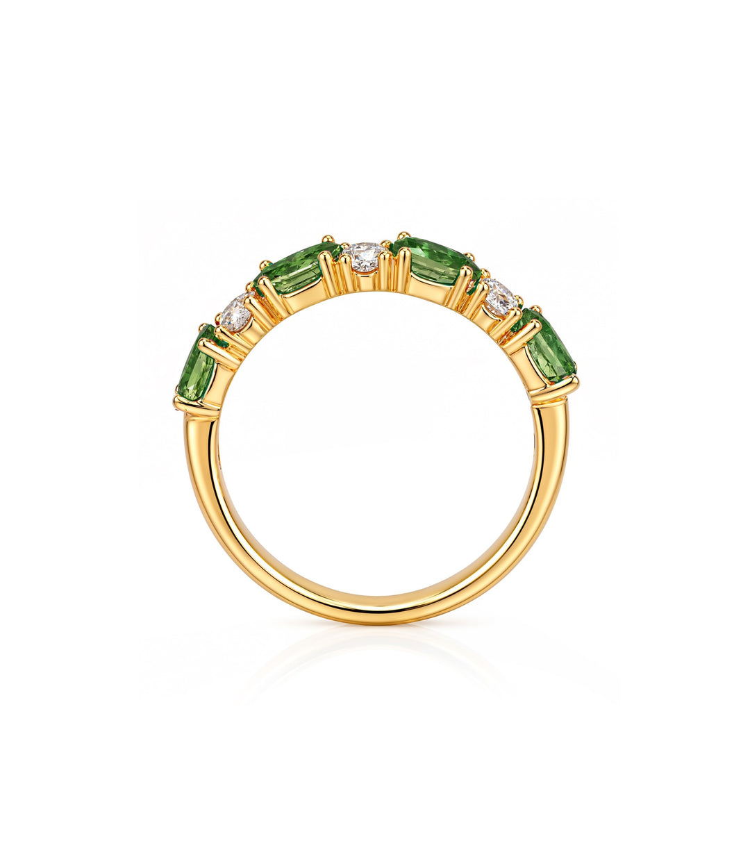 14kt Yellow Gold Emerald Maple Leaf Diamond Ring