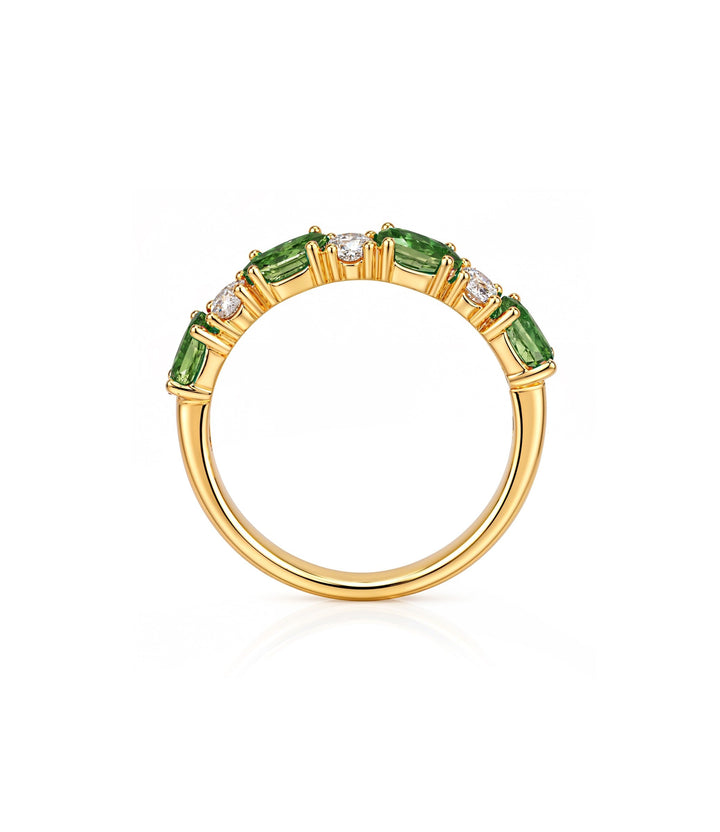 14kt Yellow Gold Emerald Maple Leaf Diamond Ring