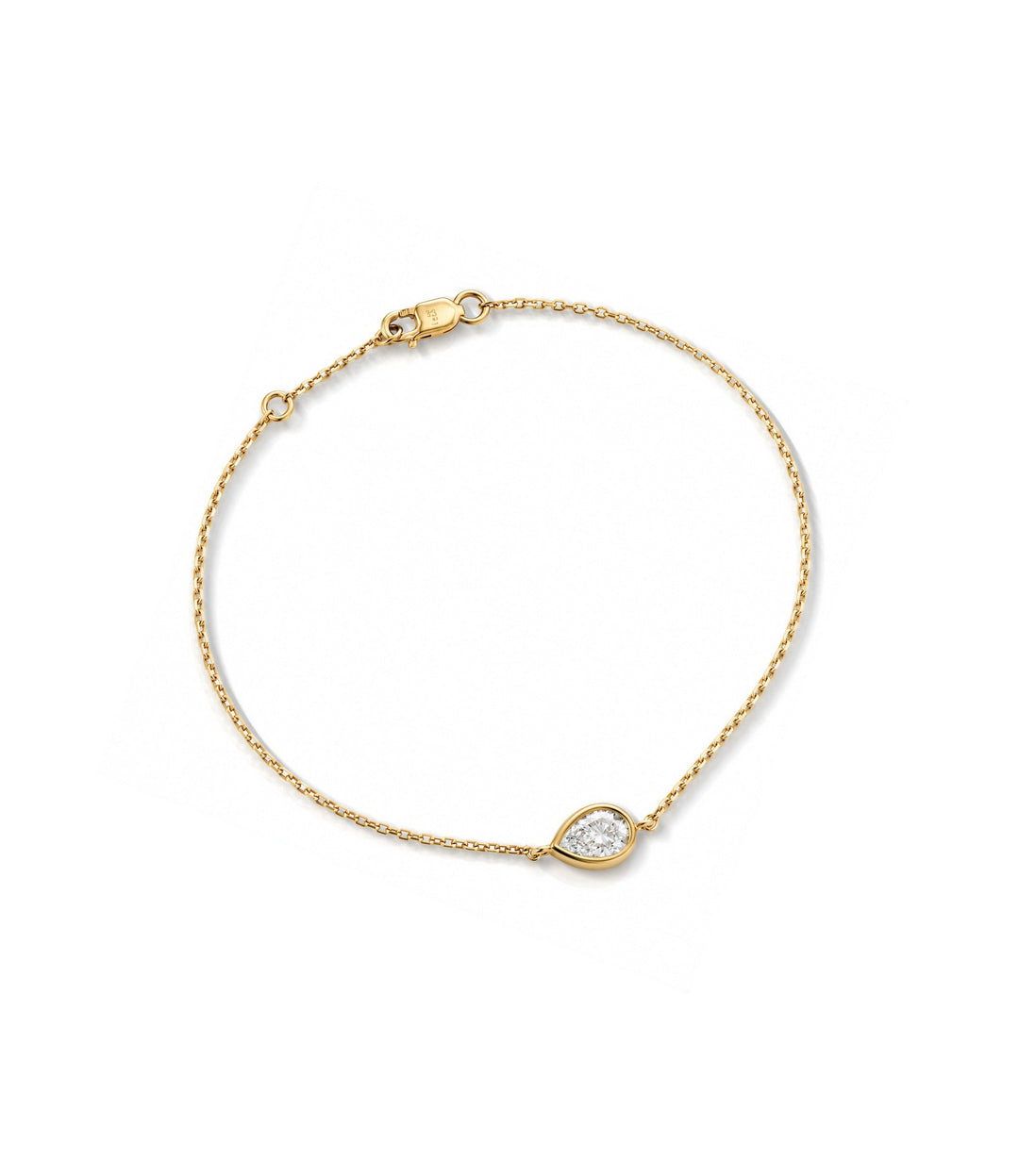 14kt Yellow Gold Lab Grown Bezel Set Pear Diamond Bracelet
