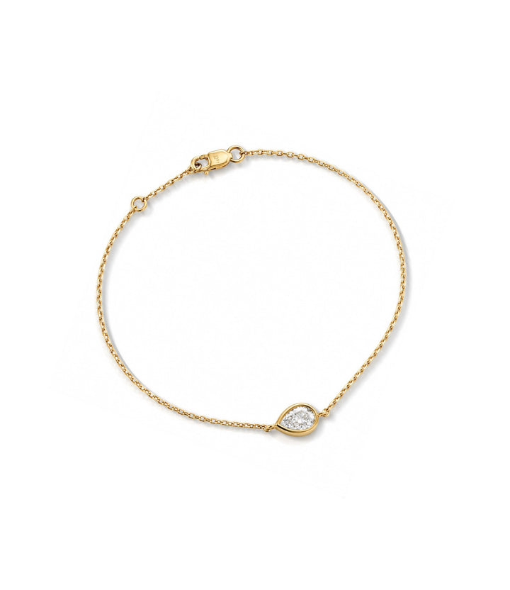 14kt Yellow Gold Lab Grown Bezel Set Pear Diamond Bracelet