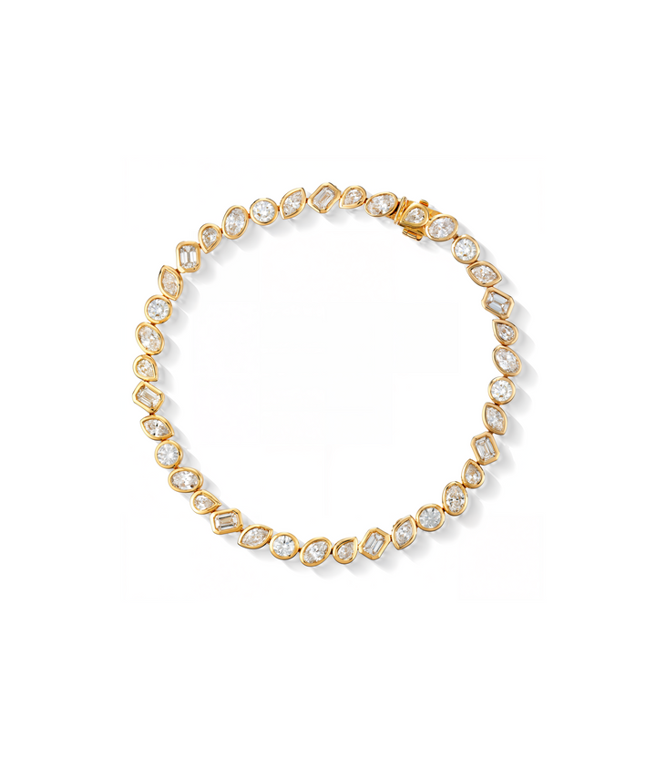 14kt Yellow Gold Lab Grown Multi-Shaped Diamond Bracelet