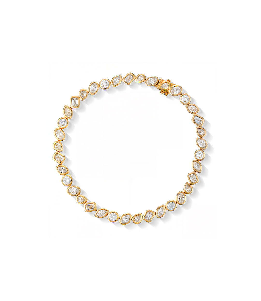 14kt Yellow Gold Lab Grown Multi-Shaped Diamond Bracelet