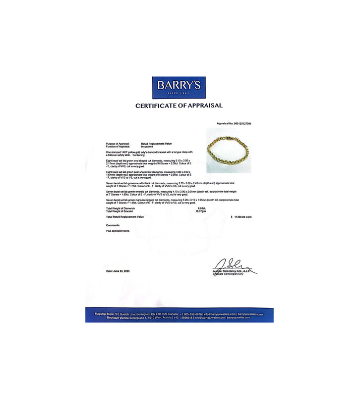 14kt Yellow Gold Lab Grown Multi-Shaped Diamond Bracelet