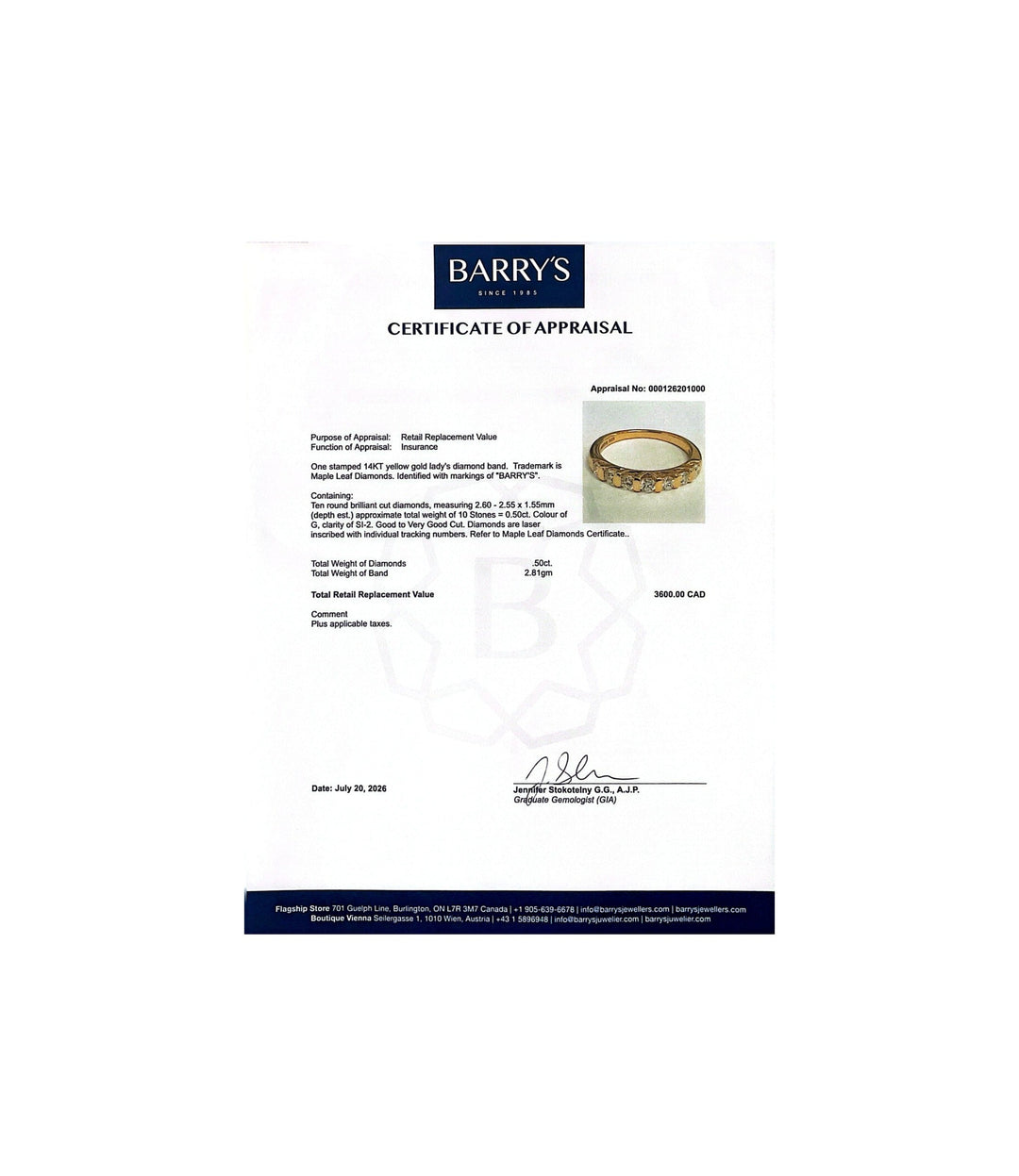 14kt Yellow Gold Maple Leaf Diamond Band