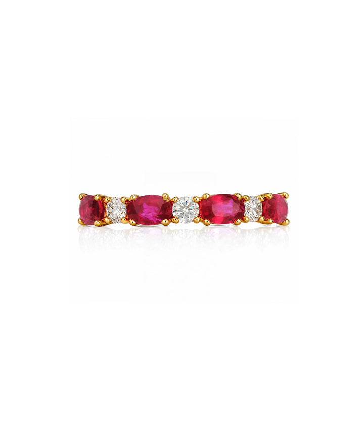 14kt Yellow Gold Ruby Maple Leaf Diamond Ring