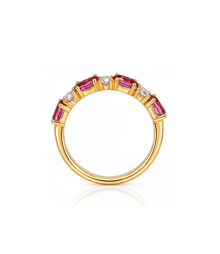 14kt Yellow Gold Ruby Maple Leaf Diamond Ring