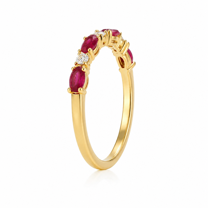 14kt Yellow Gold Ruby Maple Leaf Diamond Ring