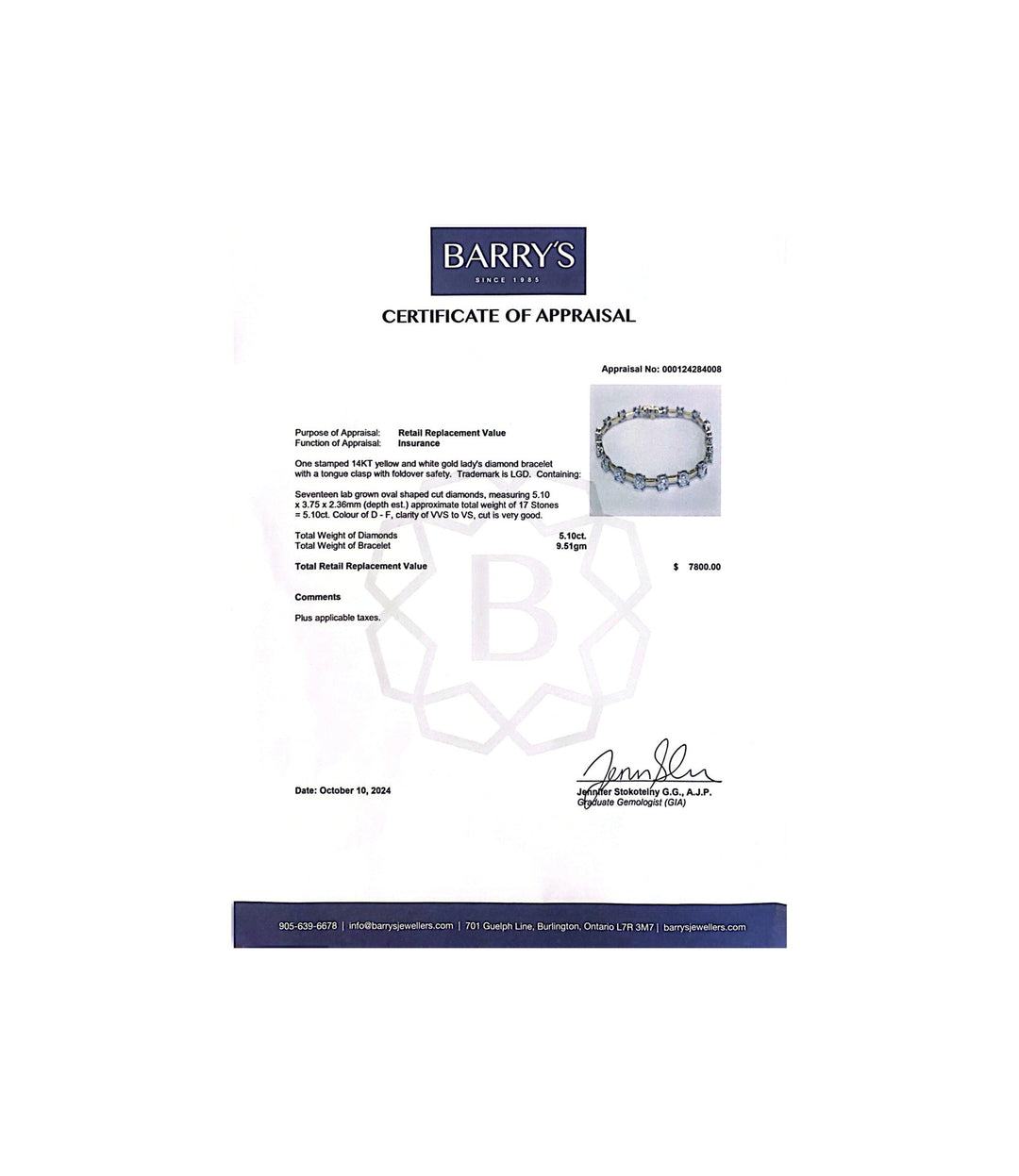 14kt Yellow and White Gold Lab Grown Diamond Bracelet