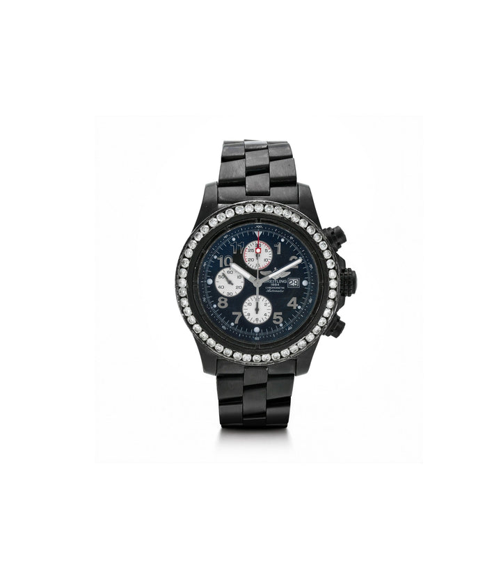 1884 Chronometer Automatic Breitling Super Avenger Custom Diamond Set Bezel Wrist Watch