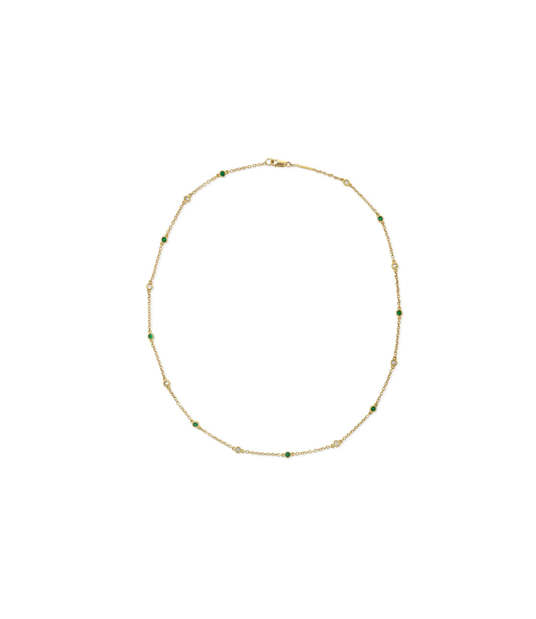 18kt Estate Emerald Diamond Station Chain