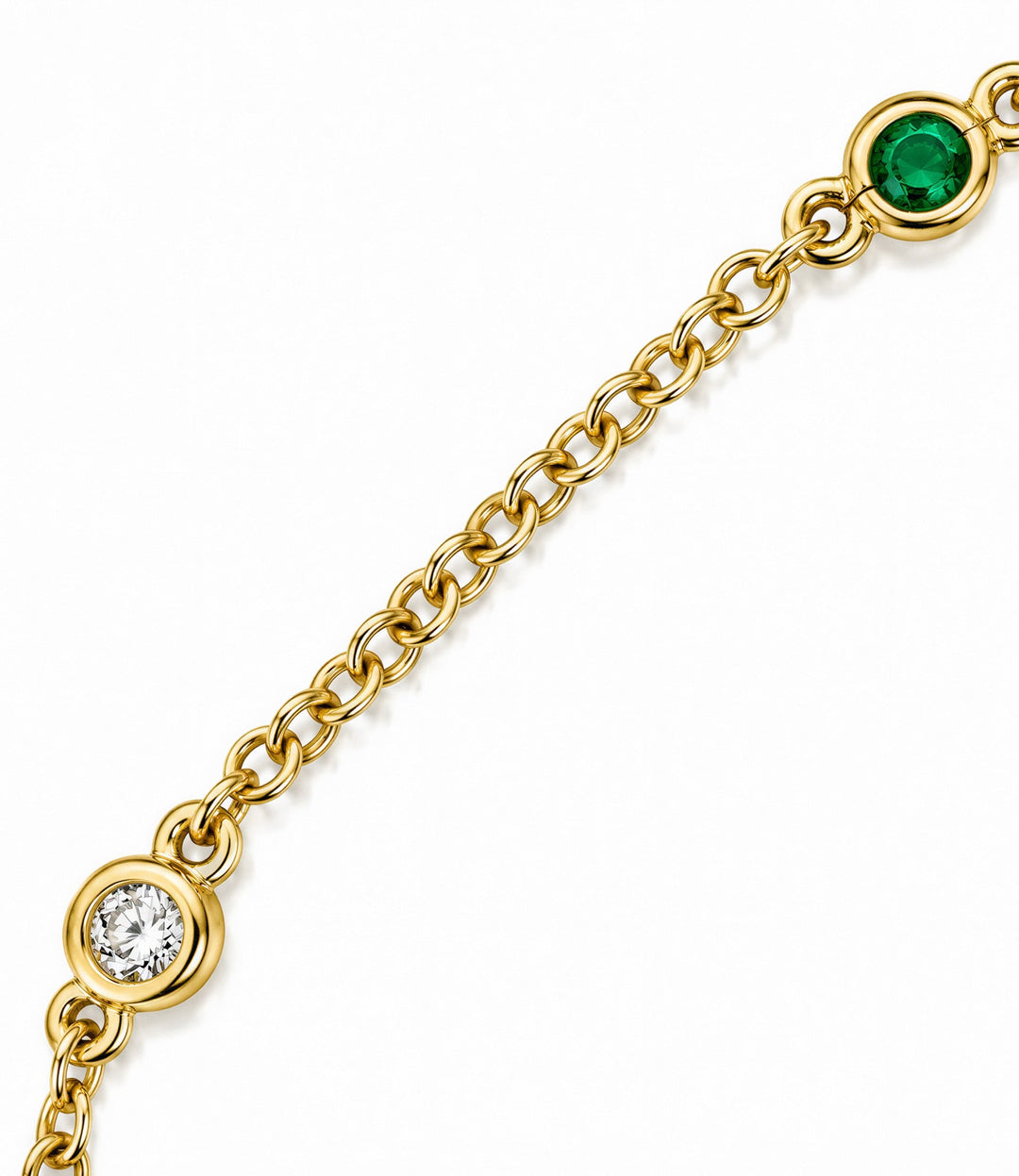 18kt Estate Emerald Diamond Station Chain