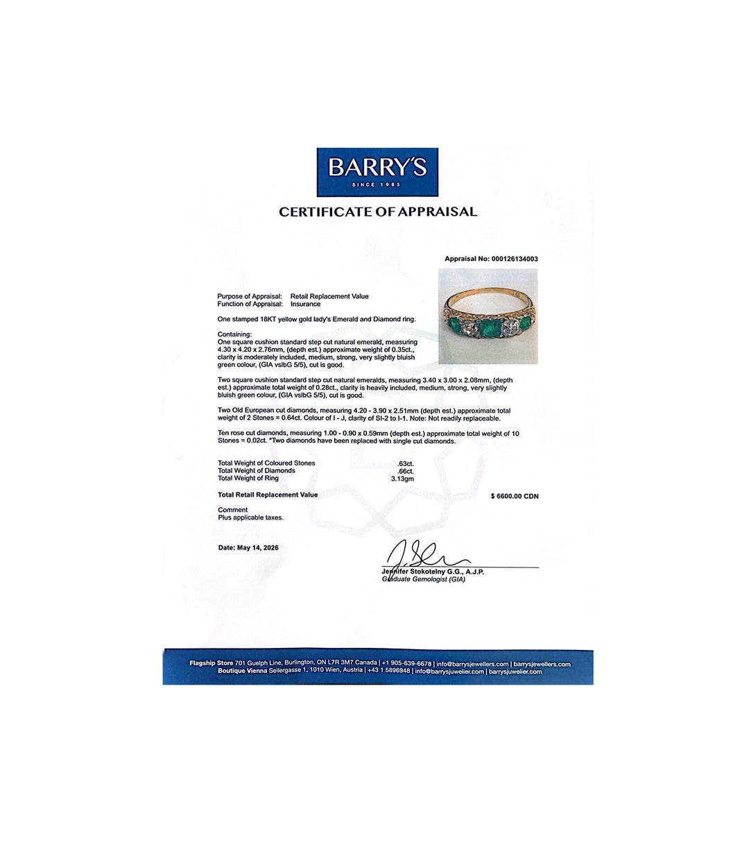 18kt Estate Emerald and Diamond Ring