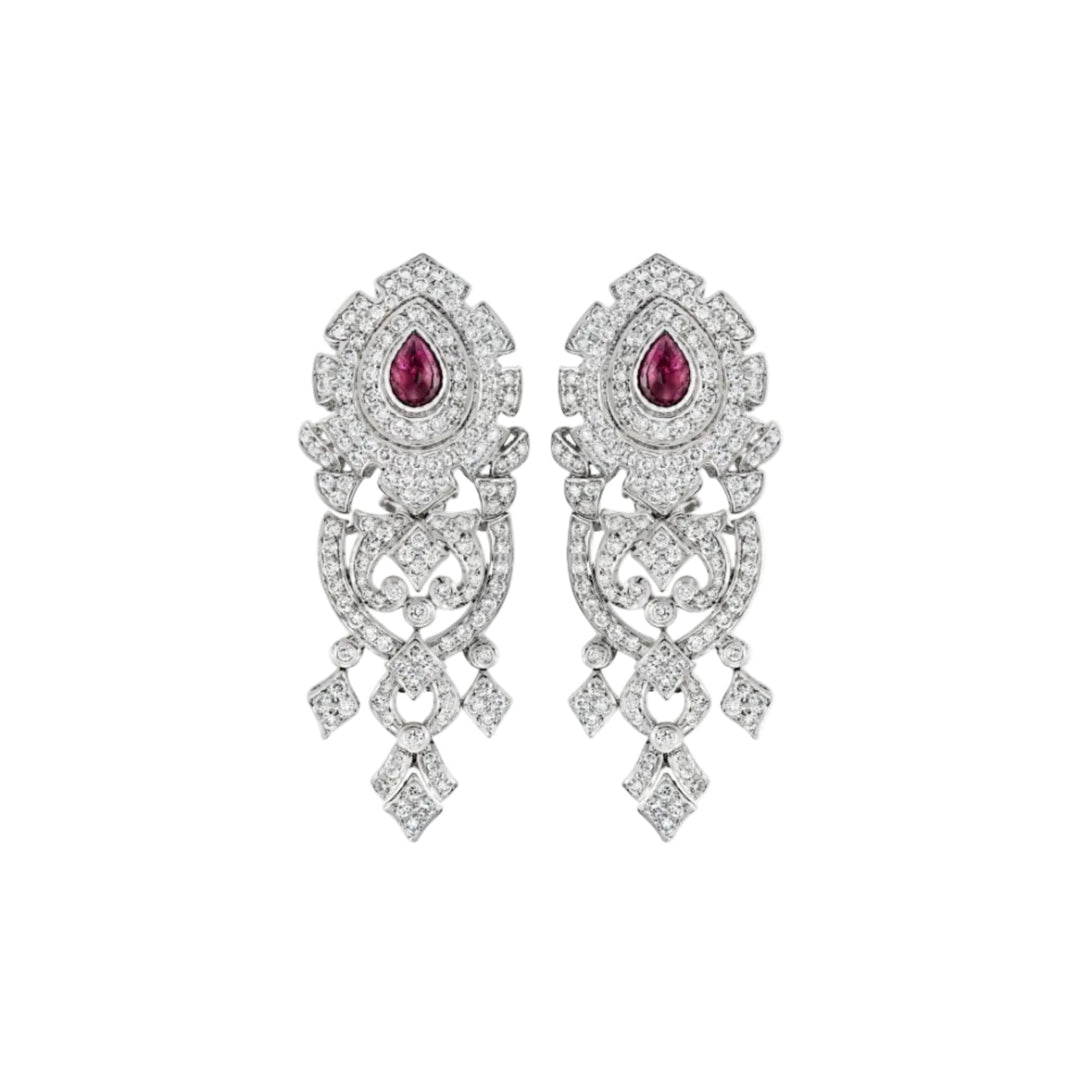 18kt Estate Ruby Diamond Earrings