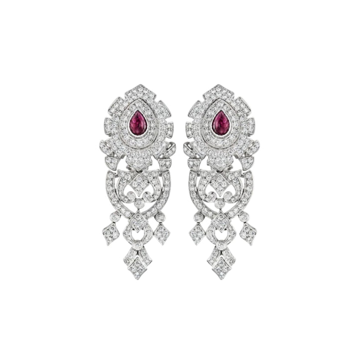 18kt Estate Ruby Diamond Earrings