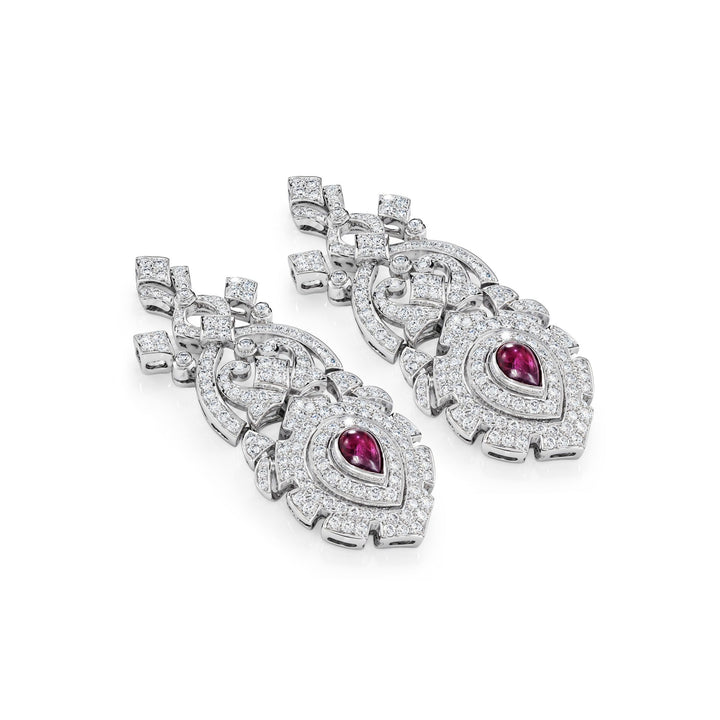18kt Estate Ruby Diamond Earrings