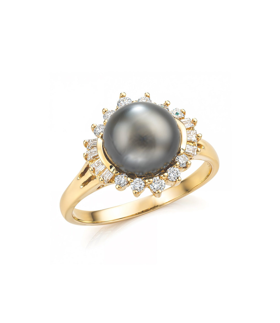 18kt Estate Tahitian Pearl Diamond Ring