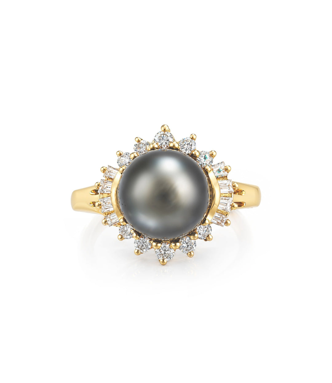 18kt Estate Tahitian Pearl Diamond Ring