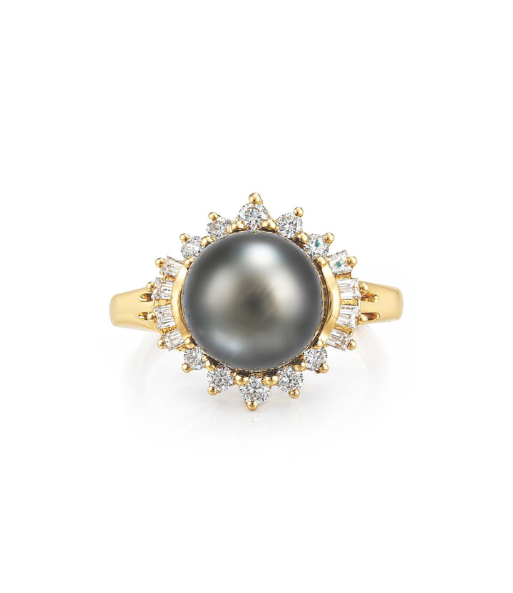 18kt Estate Tahitian Pearl Diamond Ring