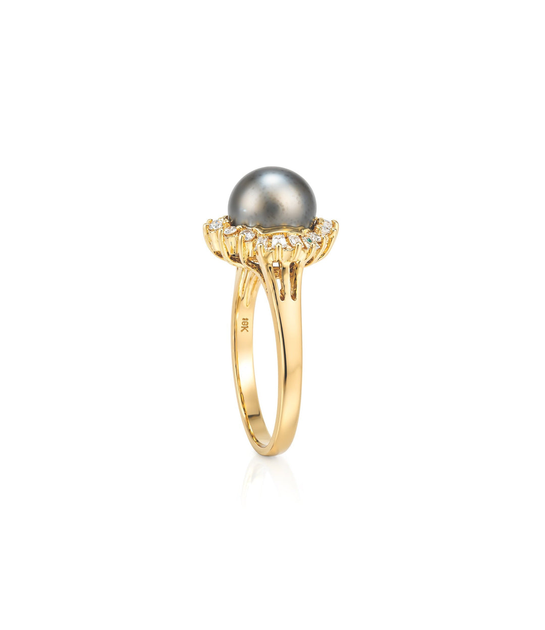 18kt Estate Tahitian Pearl Diamond Ring